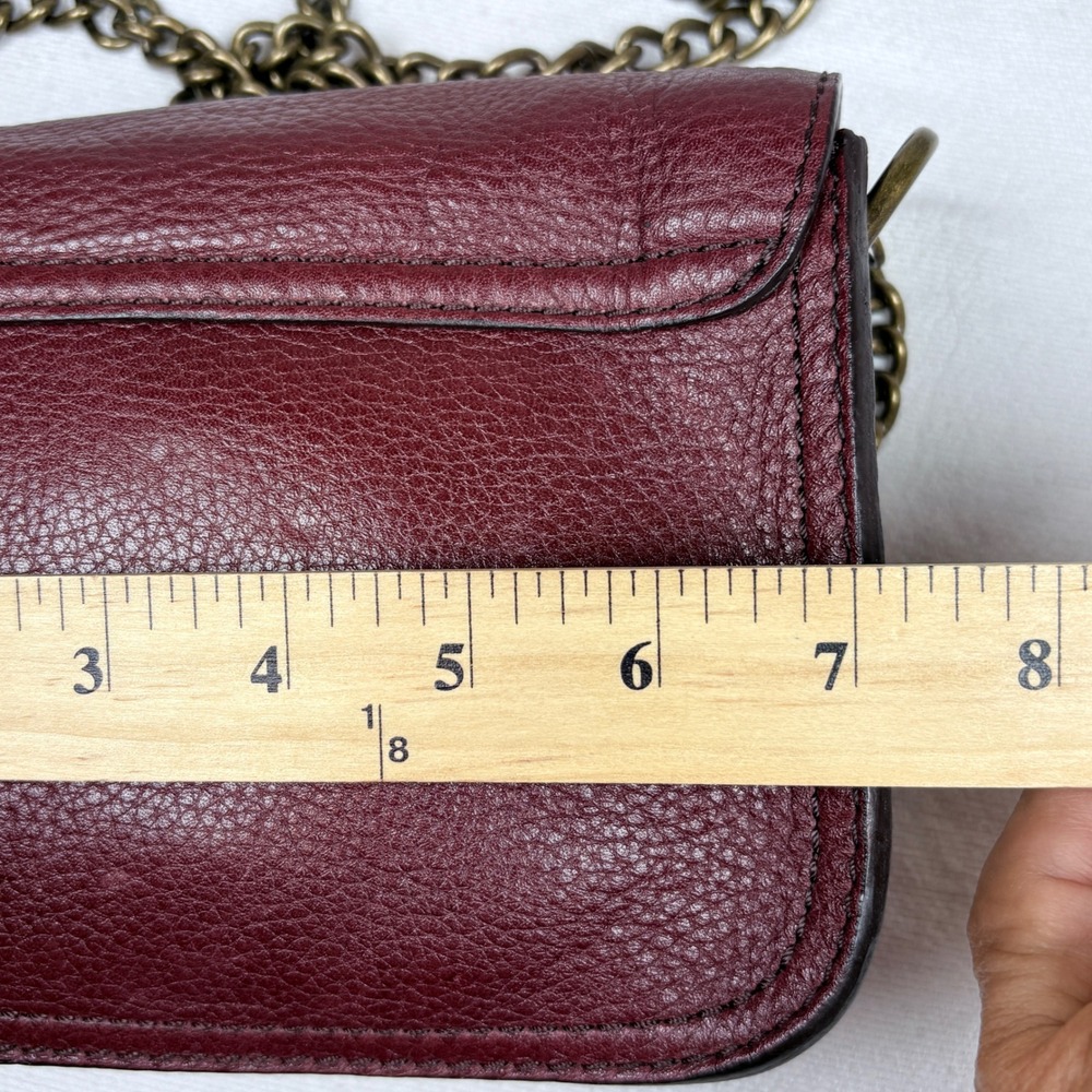 UGG Burgundy Brooklyn Pebbled  Leather Mini Crossbody Bag Turn Lock Chain Strap - Picture 14 of 16